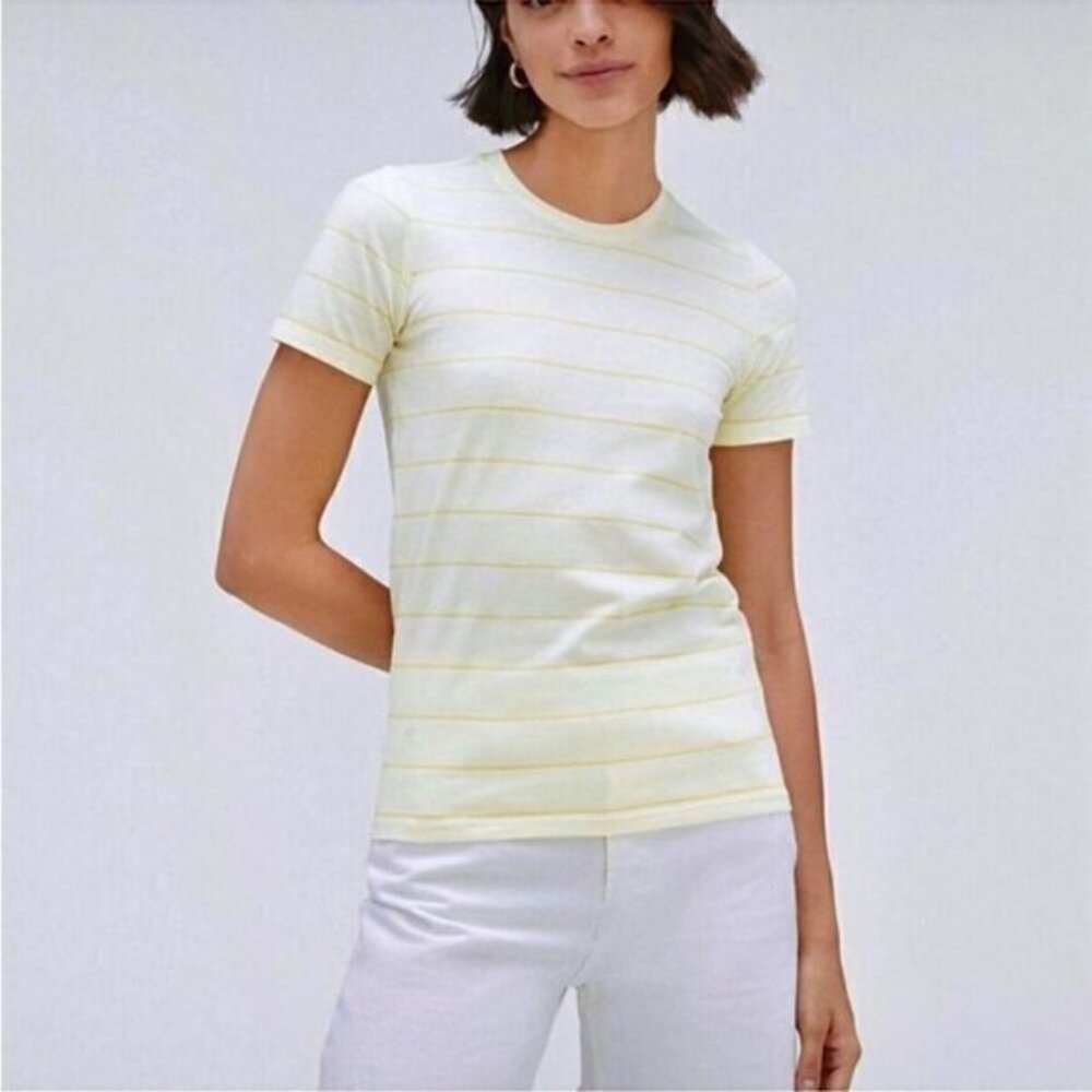 Everlane The Organic Cotton Striped Tee Baby Yellow Size S NWT